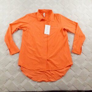 Athleta Orange 3/4 Sleeve Button Down Shirt